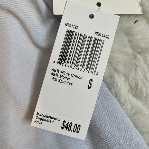 MAGASCHONI Small Peri Lace Baby Blue Modal Tee Shirt Scoop Neck NWT - Picture 3 of 4